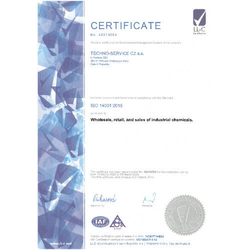 Certifikat ISO 14001:2015 EN